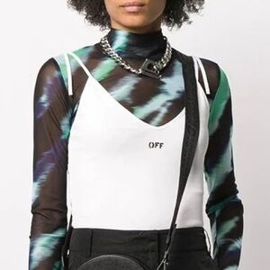 OFF-WHITE ‘OFF’ Stamp Logo Spaghetti Strap Top in White